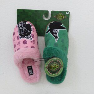 WICKED Pink and Green Wicked Slippers Faux Fur Platform Spa Adult Slippers